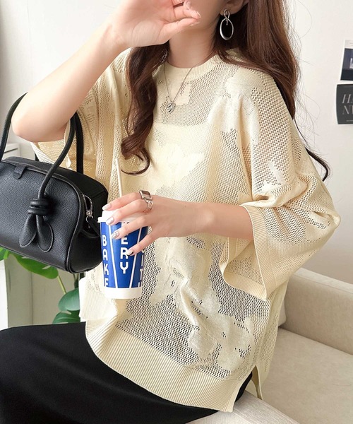 classicalelf（クラシカルエルフ） tシャツ 繊細な花柄編みで軽やかに