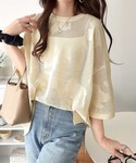 tシャツ 繊細な花柄編みで軽やかに魅せる♪ニュ...の詳細画像5