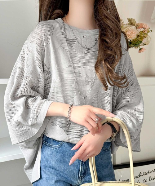 classicalelf（クラシカルエルフ） tシャツ 繊細な花柄編みで軽やかに