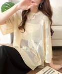 tシャツ 繊細な花柄編みで軽やかに魅せる♪ニュ...の詳細画像2