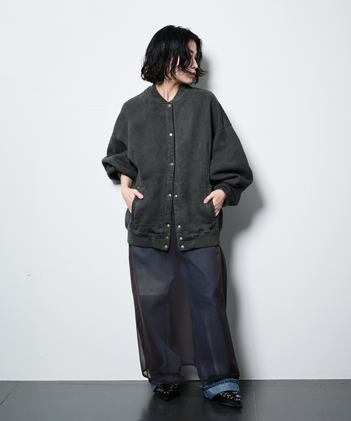 SEEALL トレーナー スウェット 別注 ERGONOMIC SNAP CARDIGAN 「BLACK 