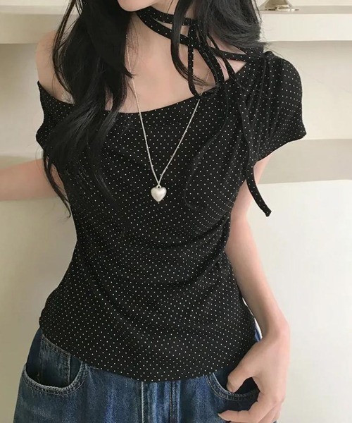 miniministore（ミニミニストア） tシャツ 半袖 ドット柄tシャツオフ