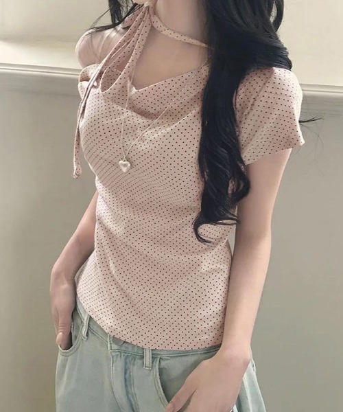 miniministore（ミニミニストア） tシャツ 半袖 ドット柄tシャツオフ