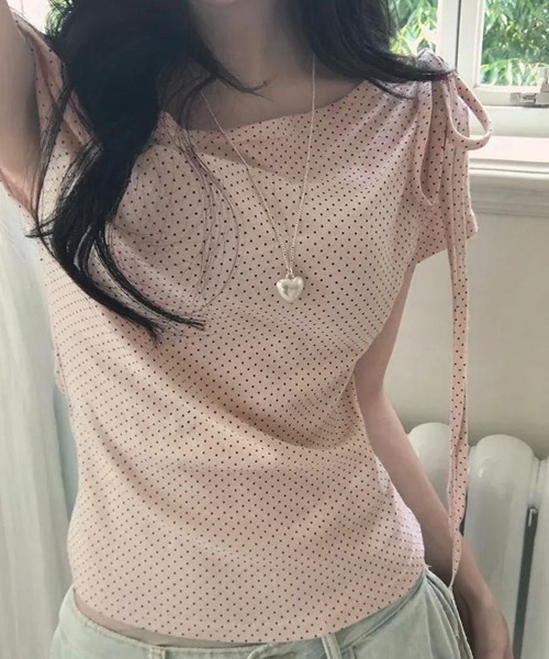 miniministore（ミニミニストア） tシャツ 半袖 ドット柄tシャツオフ