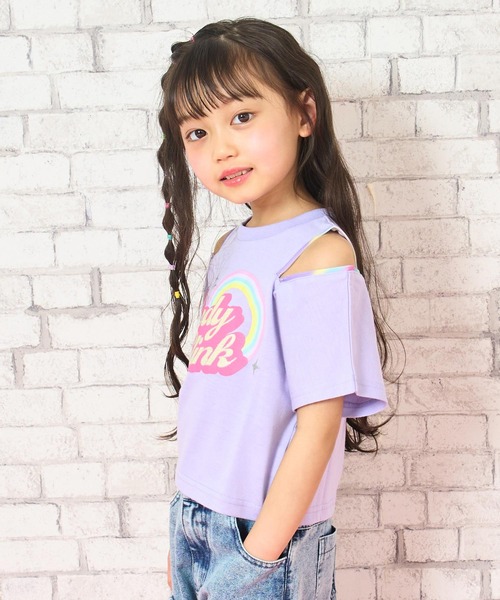 ANAP kids（アナップキッズ） tシャツ 肩ジップ レインボー Tシャツ 