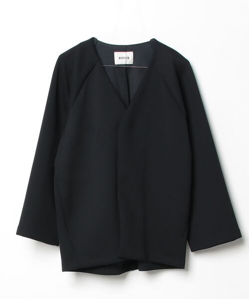 ZUCCA ノーカラージャケット ブラック ZUCCa（ズッカ） ノーカラージャケット M size ブラック レディース