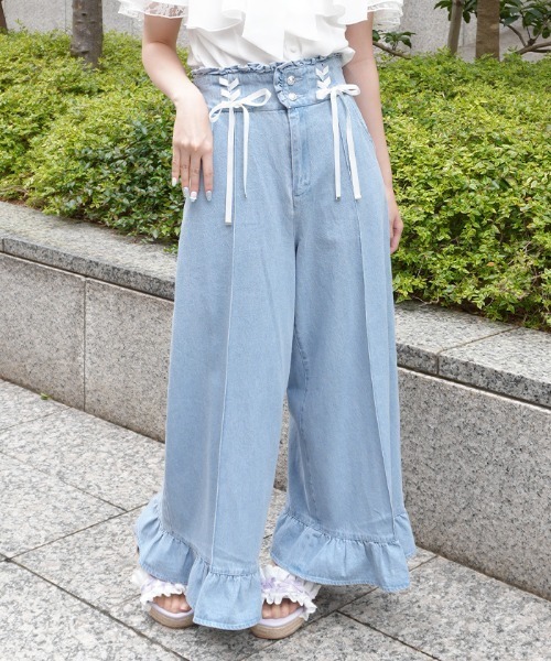 axes femme POETIQUE パンツ ハイウエストワイドデニムPT レディース