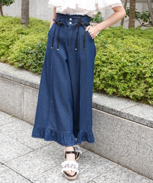 axes femme POETIQUE パンツ ハイウエストワイドデニムPT レディース