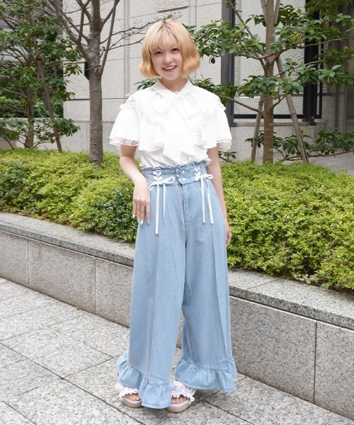 axes femme POETIQUE パンツ ハイウエストワイドデニムPT レディース