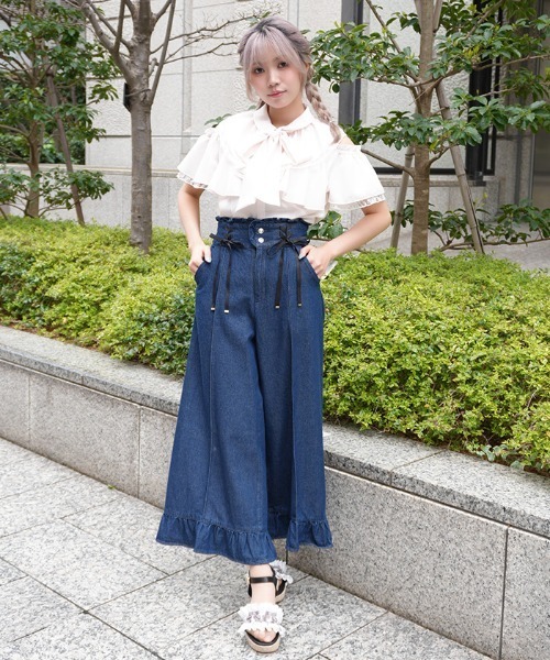 axes femme POETIQUE パンツ ハイウエストワイドデニムPT レディース