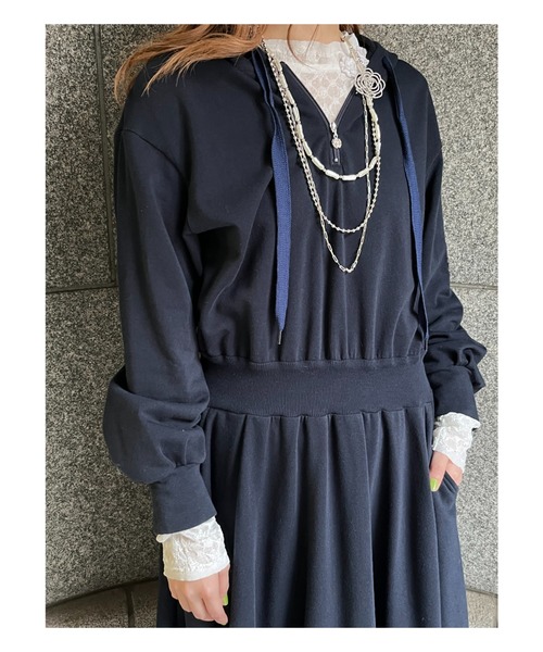 「INGEBORG」 長袖ワンピース FREE ネイビー レディース_画像5