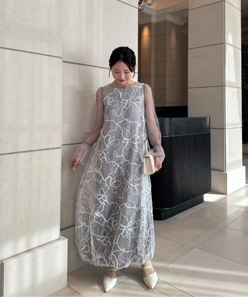 LE'RURE ドレス Plume broderie balloon dress : ZOZOTOWN Yahoo!店