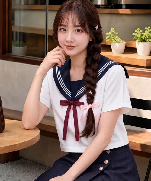 ブラウス シャツ 夏 半袖 セーラー服 半袖トップス 単品 レディース