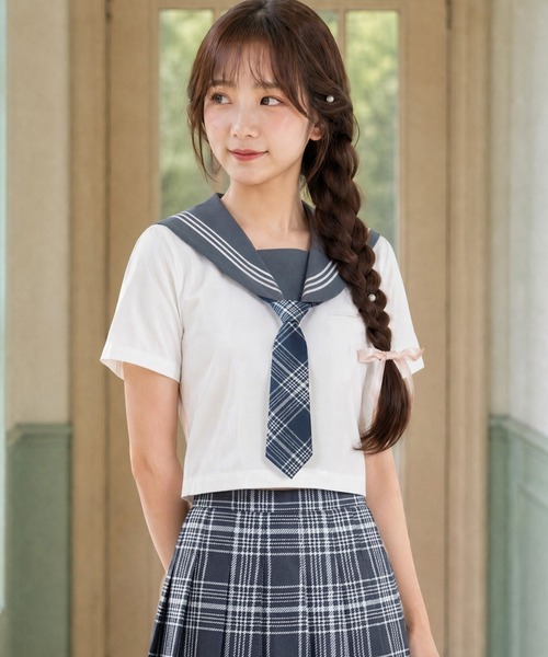 ブラウス シャツ 夏 半袖 セーラー服 半袖トップス 単品 レディース