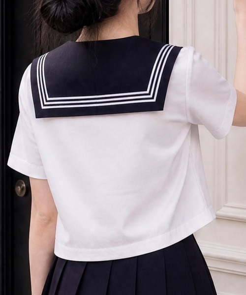 ブラウス シャツ 夏 半袖 セーラー服 半袖トップス 単品 レディース