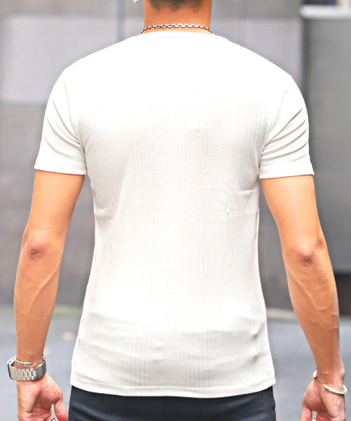 LUXSTYLE（ラグスタイル） tシャツ ランダムテレコ無地VネックTシャツ