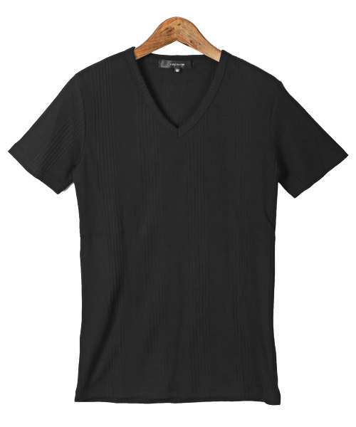 LUXSTYLE（ラグスタイル） tシャツ ランダムテレコ無地VネックTシャツ