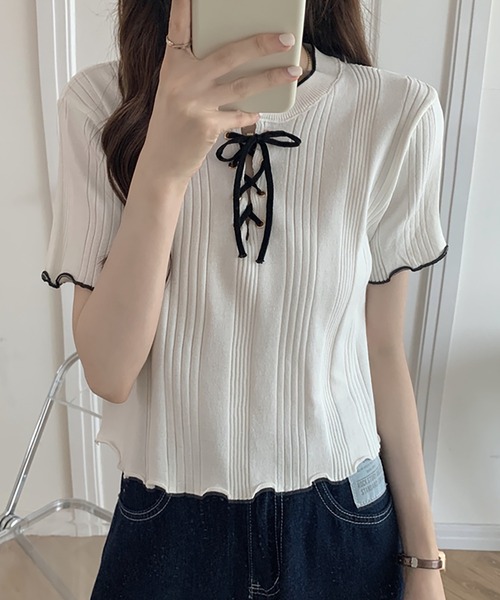 Girly Doll tシャツ メロウレースアップトップス レディース