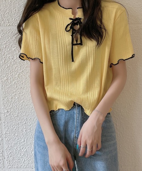 Girly Doll tシャツ メロウレースアップトップス レディース