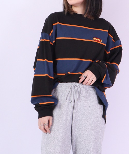 SUGGESTION ボーダー　ロンT SUGGESTION tシャツ レトロ マルチボーダーロングTシャツ メンズ