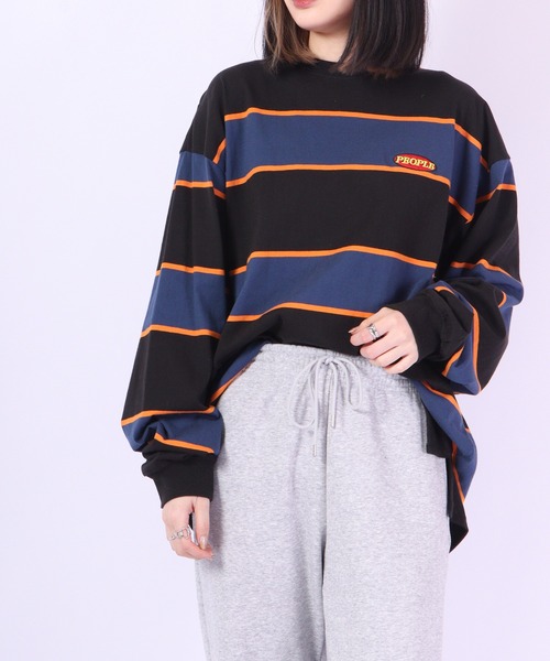 SUGGESTION ボーダー　ロンT SUGGESTION tシャツ レトロ マルチボーダーロングTシャツ メンズ