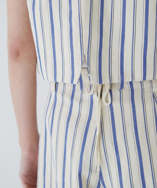 human woman（ヒューマンウーマン） ベスト ジレ 綿麻ストライプジレ