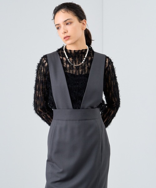ANAYI tシャツ フェザーチュールモックネック プルオーバー