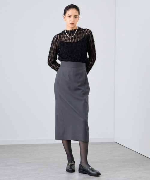【qian】アナイ　チュールモックネックプルオーバー ANAYI（アナイ） tシャツ フェザーチュールモックネック プルオーバー