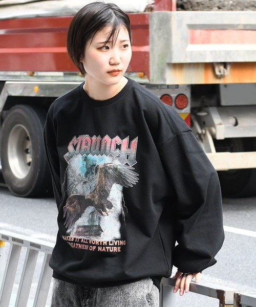 おしゃれスタ トレーナー スウェット クルーネックプリントスウェット