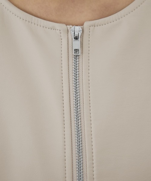 エンポリオアルマーニ レザージャケット ベラペレ 白 ノーカラー アルマーニ ジーンズ ARMANI JEANS シープスキン ダブル ライダース