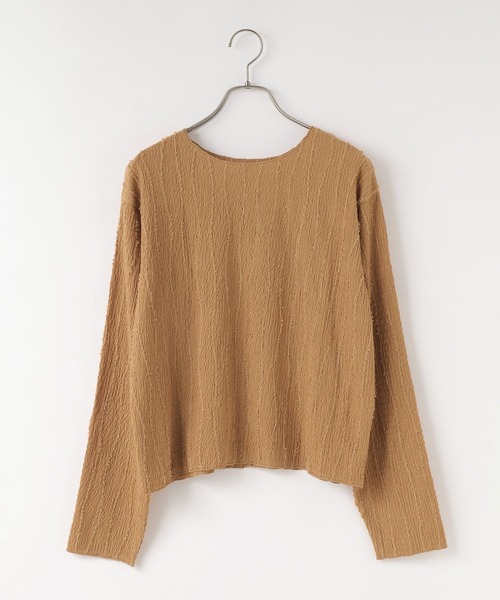LOWRYS FARM tシャツ ジャガードフリンジLS 102891 レディース