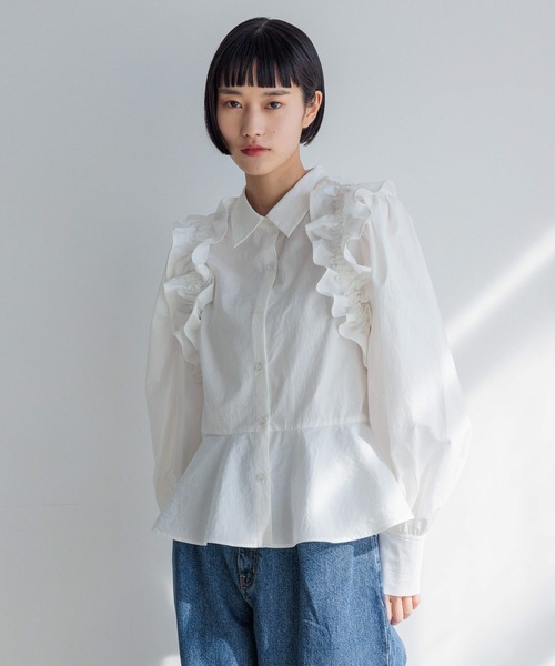 ブラウス シャツ ペプラムフリルＴシャツブラウス レディース tシャツ フリルハーネスペプラムブラウス 109137 レディース