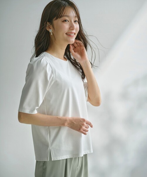 tシャツ プレーティングジャージー タックスリーブ カットソー レディース セール】 【UVケア】プレーティングジャージー タックスリーブ