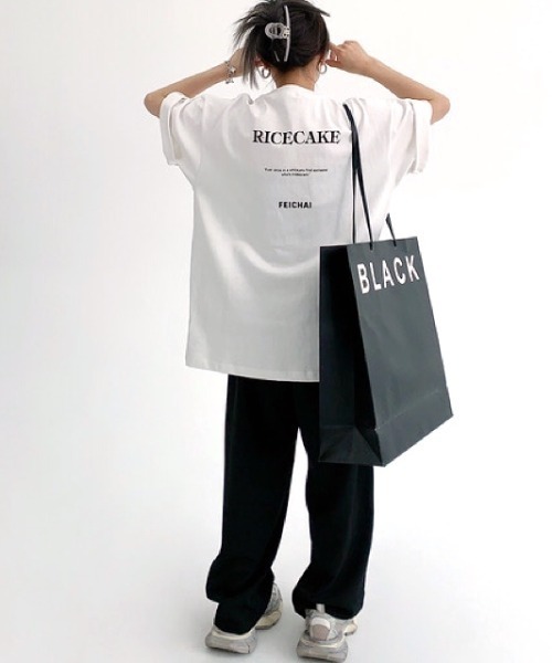 SHEENA（シーナ） tシャツ 半袖 バックメッセージプリントオーバー