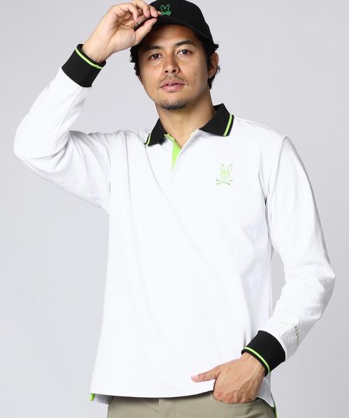 Psycho Bunny - スポーツシャツ 「GOLF」ハウンドトゥース 長袖スポーツシャツ メンズ