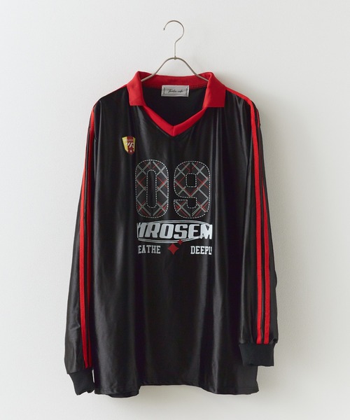 Theater code ポロシャツ vintage alphabet long sleeve tee