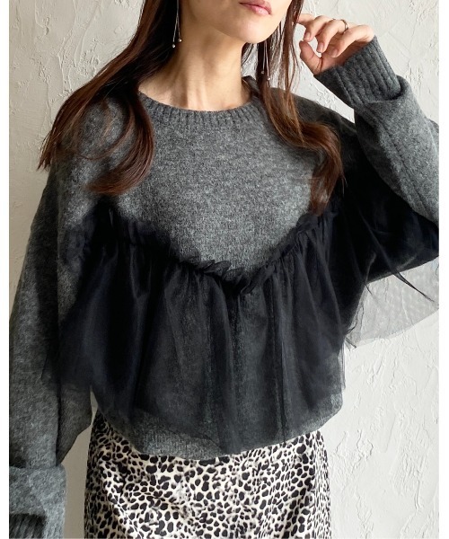 She's Closet ニット セーター ビスチェ風シアーレイヤードチュール