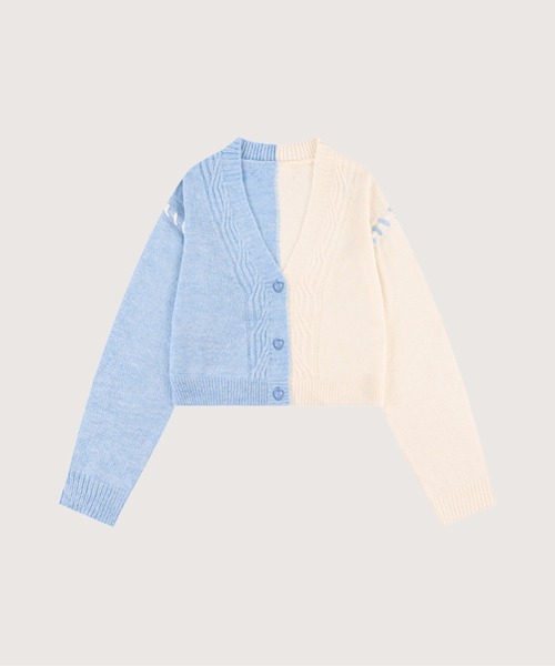 カーディガン ハートボタンバイカラーカーディガン Heart Button Bi Color Cardigan レディース