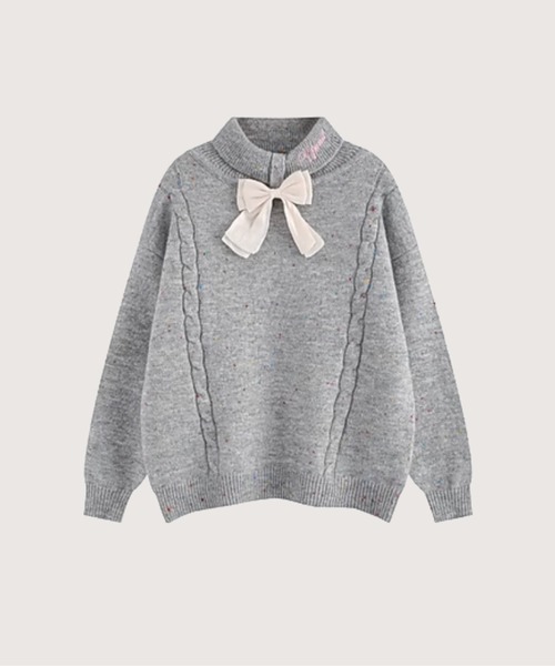 ニット セーター ハーフネックリボンニットトップス Half Neck Ribbon Knit Top レディース