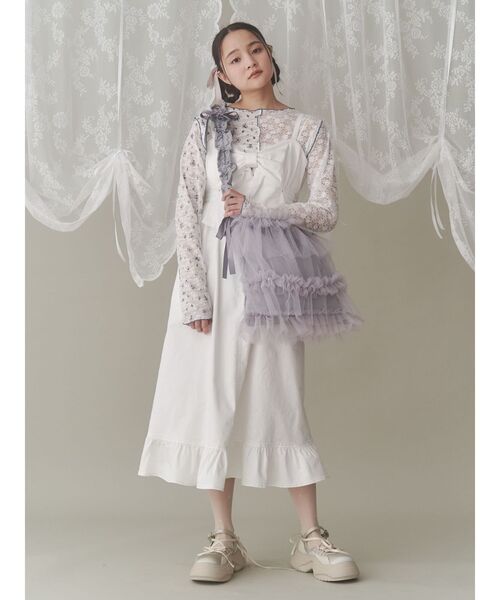 メリージェニー　フリル　ドロストチュールリボントートバッグ merryjenny merry jenny トートバッグ ドロストチュールリボントートバッグ
