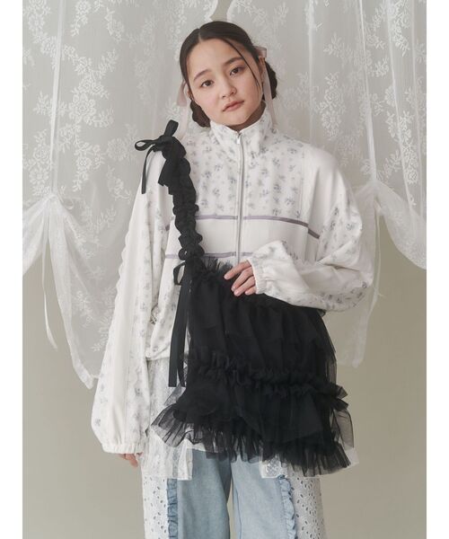 メリージェニー　フリル　ドロストチュールリボントートバッグ merryjenny merry jenny トートバッグ ドロストチュールリボントートバッグ