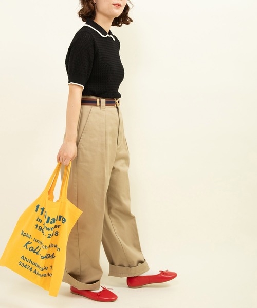美品　人気完売品　CHILD WOMAN 半袖プルオーバー•ニット•セーター CHILD WOMAN ニット セーター coolcottonケーブル編み 丸襟半袖
