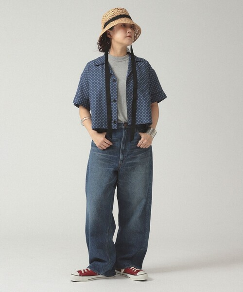 BEAMS BOY ブラウス シャツ ドット オープン カラー ショート