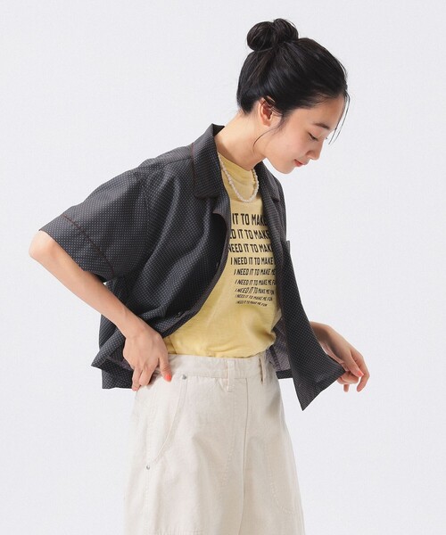 ブラウス シャツ ドット オープン カラー ショートスリーブ レディース BEAMS BOY ブラウス シャツ ドット オープン カラー ショート