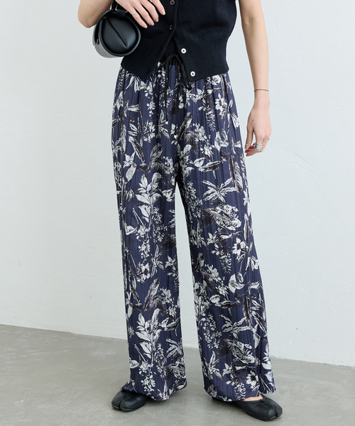 JOURNAL STANDARD パンツ リーフ柄プリーツパンツ レディース