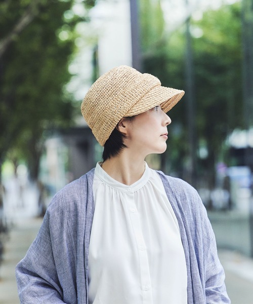 新品未使用アシーナニューヨーク.ラフィアキャスケット 田中帽子店 帽子 ハット 日本製 ラフィア キャスケット帽子 ミミ Mimi