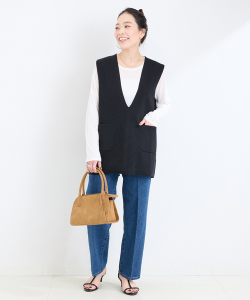 美品✨24SS　エストネーション ミラノリブジレ　ベスト　ネイビー　フリーサイズ ESTNATION / ミラノリブジレ｜ESTNATION ONLINE STORE