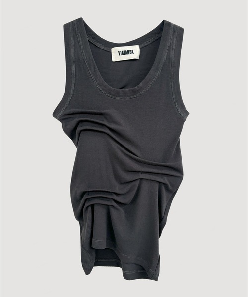 VIAVANDA タンクトップ ノースリーブ TUCK RIB TANK TOP