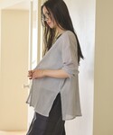 カーディガン 夏 クレープ クルーネックカーデ...の詳細画像4