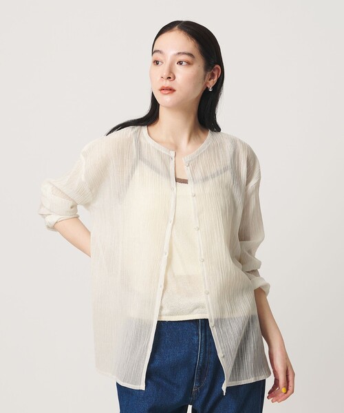 BEAUTY＆YOUTH UNITED ARROWS カーディガン 夏 クレープ クルーネック